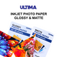 ULTIMA INJKET PHOTO PAPER ( GLOSSY & MATTE ) A4