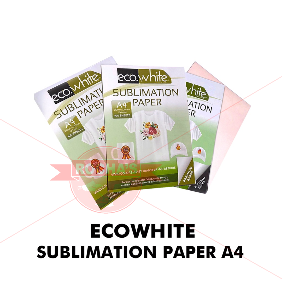 ECOWHITE SUBLIMATION PAPER A4 SIZE - PER 100 PCS